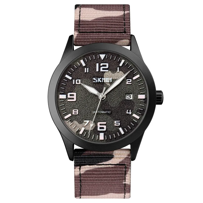 Automatic mechanical watch with nylon strap in camo style W2392846