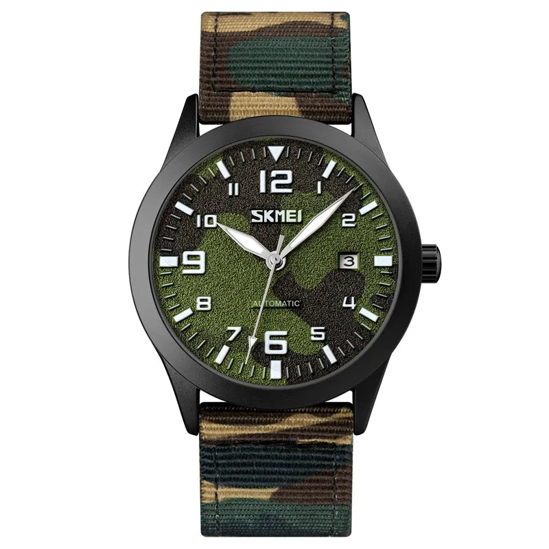 Automatic mechanical watch with nylon strap in camo style W2392846