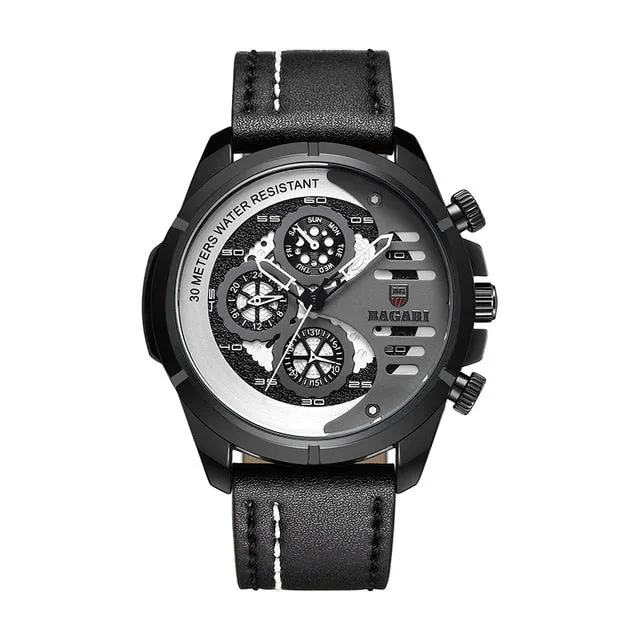 BAGARI 2019 Men's Quartz waterproof men's watch