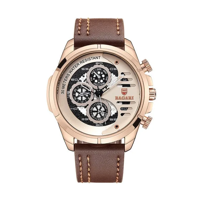 BAGARI 2019 Men's Quartz waterproof men's watch