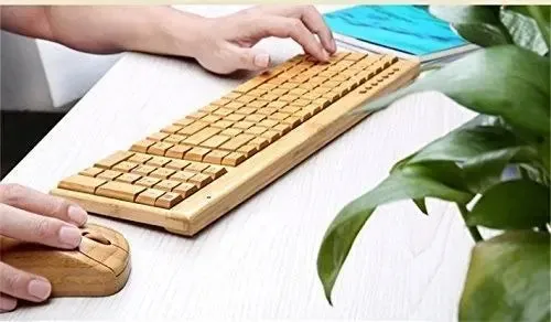 Bamboo Wooden Keyboard&Mouse Combo Wireless Multimedia Healthy Eco Friendly BKM01