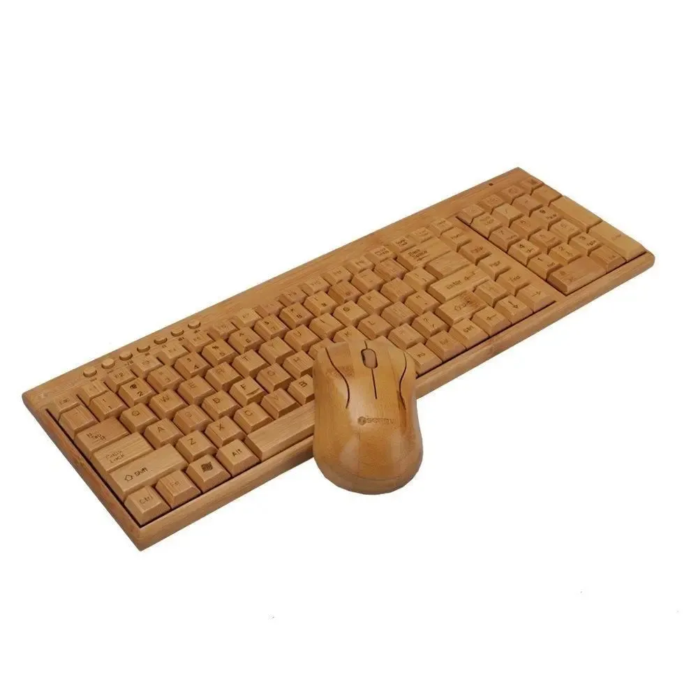 Bamboo Wooden Keyboard&Mouse Combo Wireless Multimedia Healthy Eco Friendly BKM01