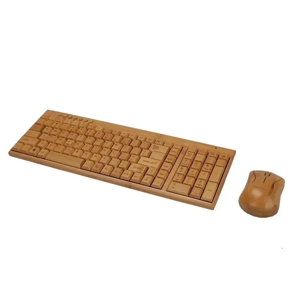 Bamboo Wooden Keyboard&Mouse Combo Wireless Multimedia Healthy Eco Friendly BKM01