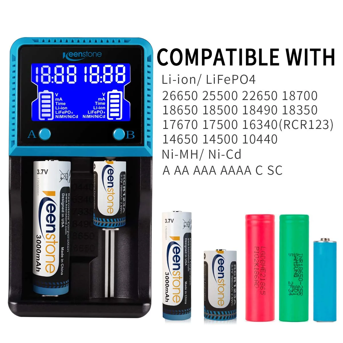 Battery Fast Smart Charger for Rechargeable Batteries