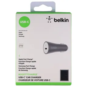 Belkin (27W) USB-C Car Charger Travel Adapter for Smartphones & More - Gray