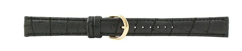 Black Alligator Leather Watch Band 16mm 110947