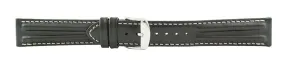 Black Contrast Stitch Dual Construct Leather Watch Band 18mm 110834