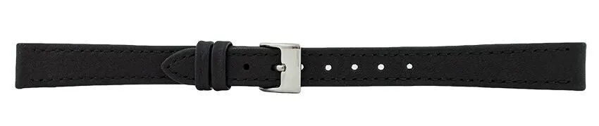 Black Flat Stitch Leather Watch Band 12mm 175863