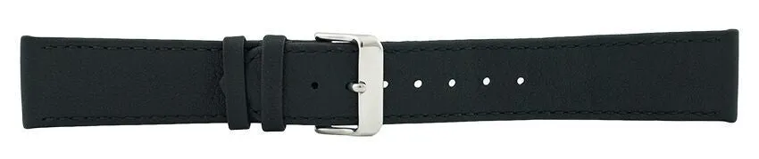 Black Flat Stitch Leather Watch Band 22mm 173621