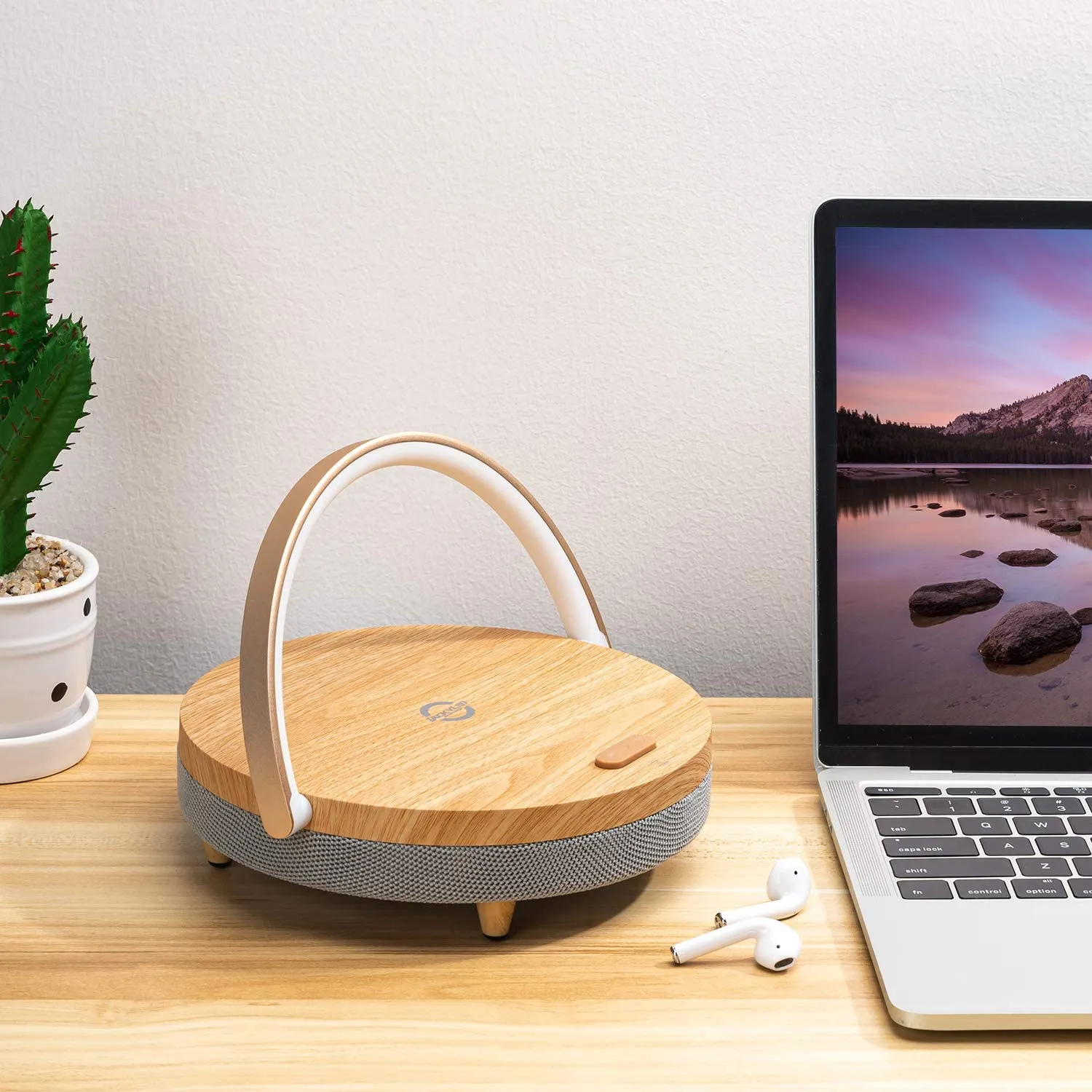 Bluetooth Speaker with Wireless Charger and LED Night Light