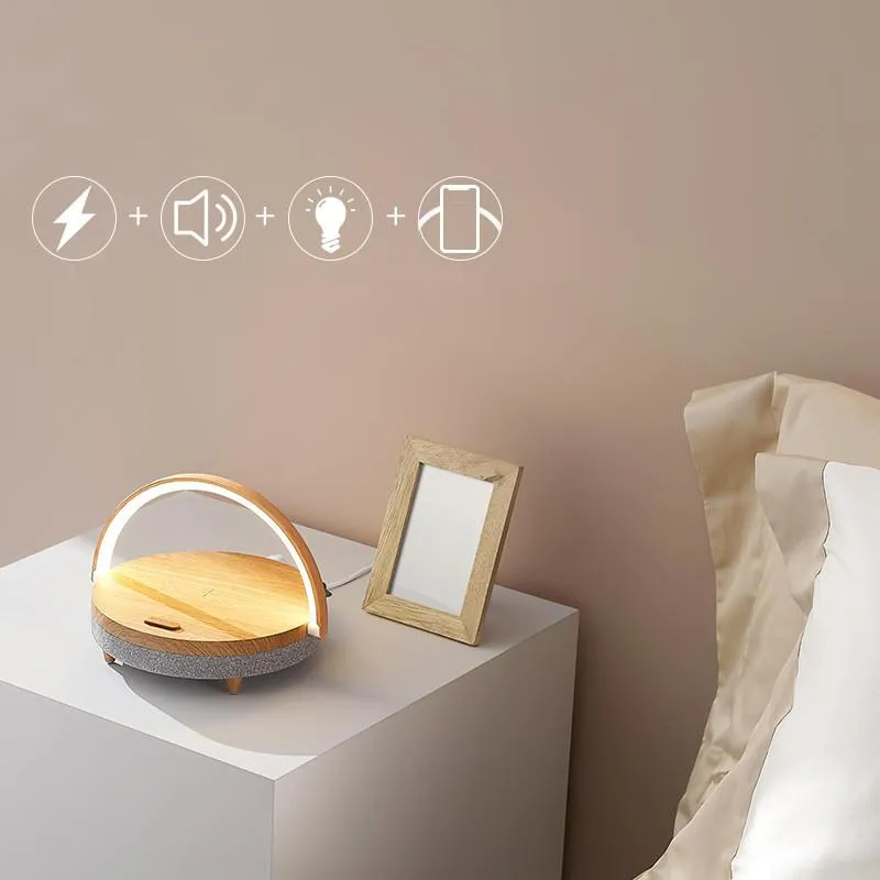 Bluetooth Speaker with Wireless Charger and LED Night Light