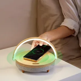 Bluetooth Speaker with Wireless Charger and LED Night Light