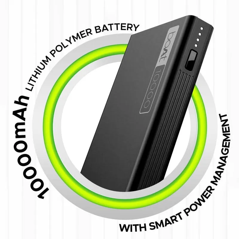 BoAt Energy Shroom PB300 Power bank with Smart IC protection, 22.5W fast charging (Battery Capacity: 10000 mAh, Carbon black)