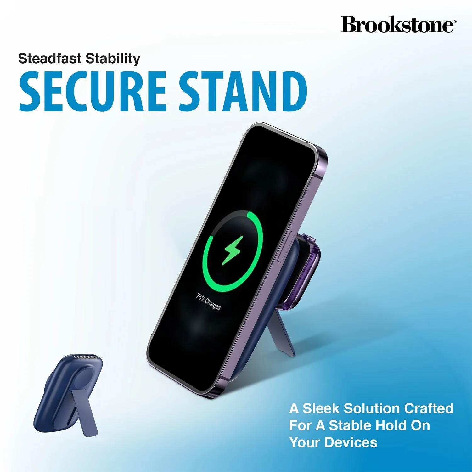 Brookstone Magnetic Charging Wireless Power Bank With Stand & 5000mAh Portable Magnetic Power Bank Charger Fast Charger Battery Pack For iPhone, iWatch, and Airpods