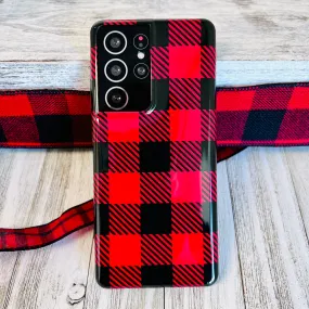 Bull Plaid Red Cell Phone Case For Samsung Galaxy