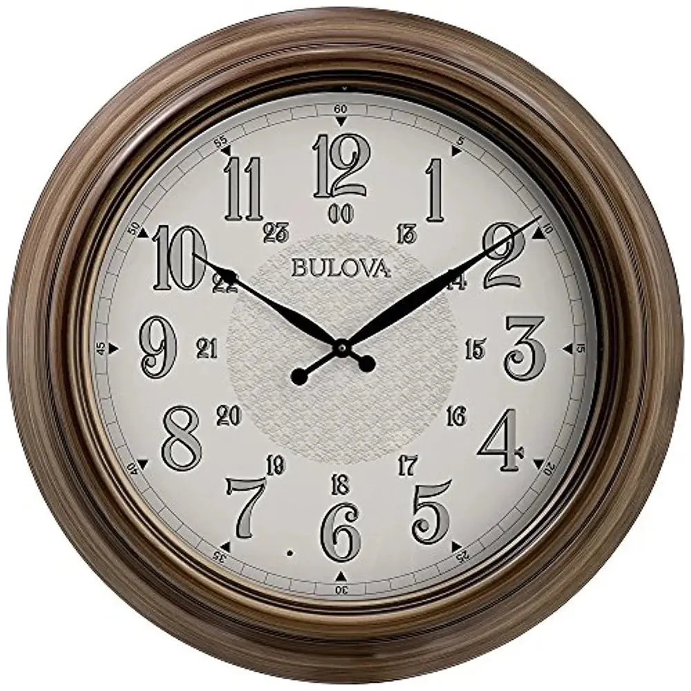 Bulova Key West Neutral Brown Wicker Metal Case Wall Clock C4852