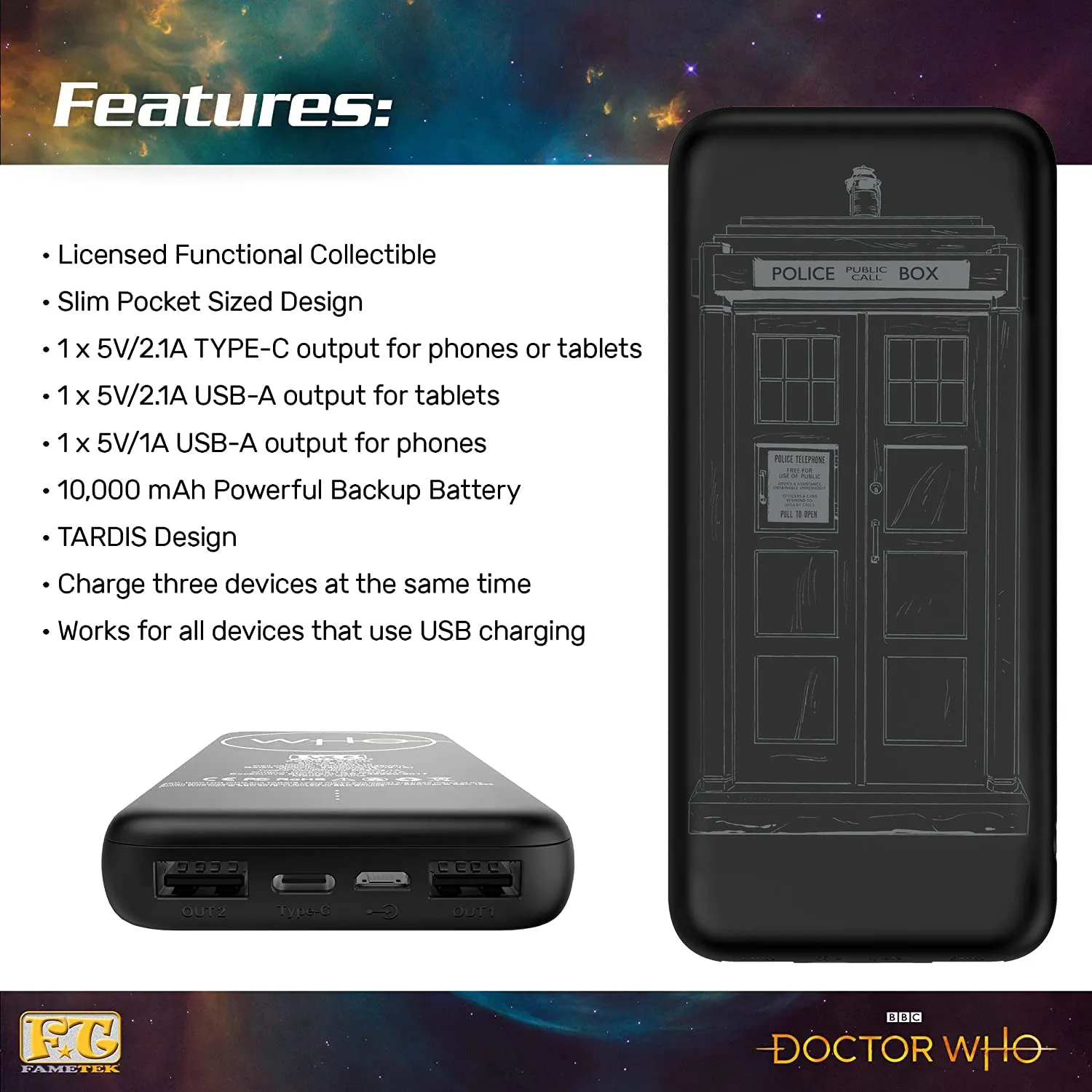 BUNDLE - Doctor Who Tardis Wireless Bluetooth Speaker with Doctor Who Power Bank