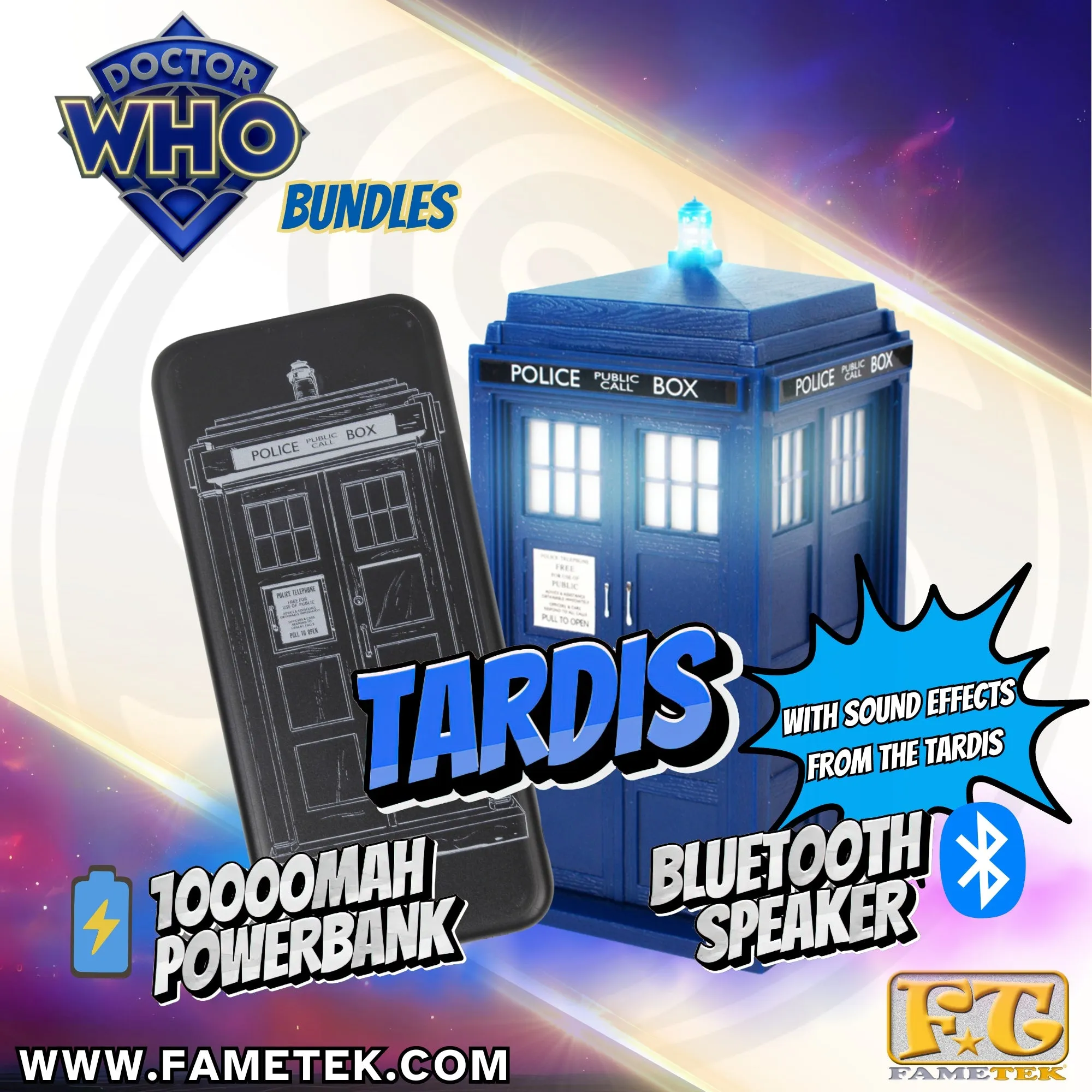 BUNDLE - Doctor Who Tardis Wireless Bluetooth Speaker with Doctor Who Power Bank