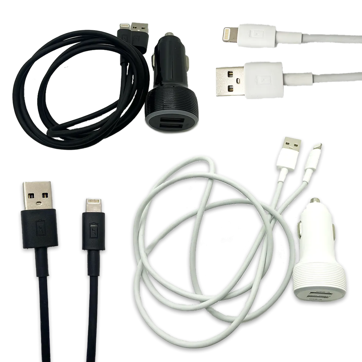 Car Charger Dual USB Ports with USB to Lightning Charging Cable Set - 3 Pieces Per Pack 24620