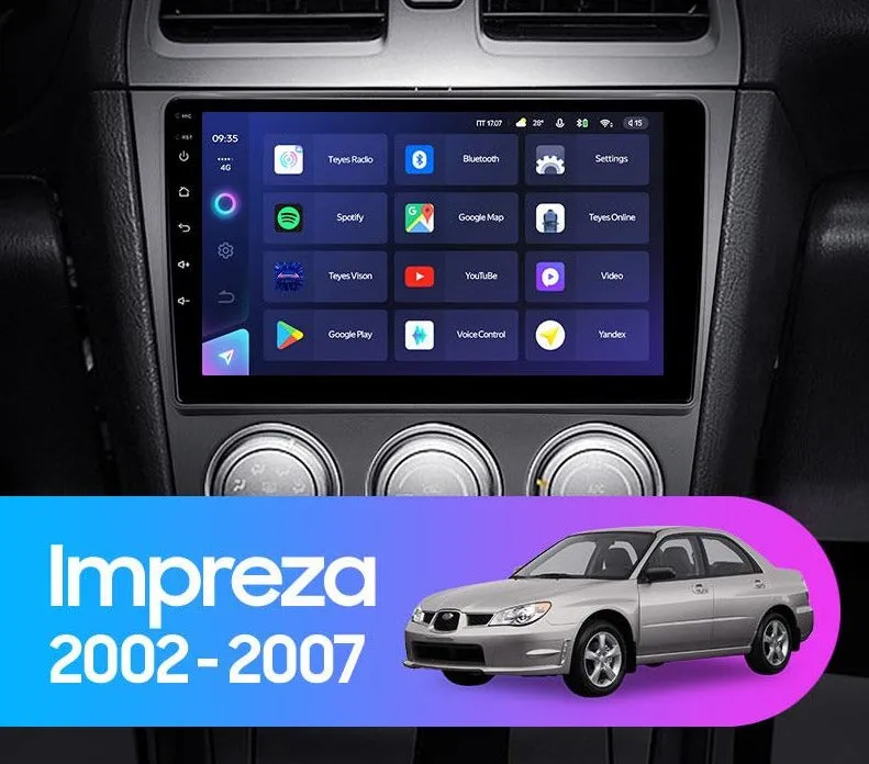 Car Dealz Elite 4G Data Model 10.2" Android 12.0 For Subaru Impreza GD GG 2002 - 2007 In Dash Plus OEM Fascia