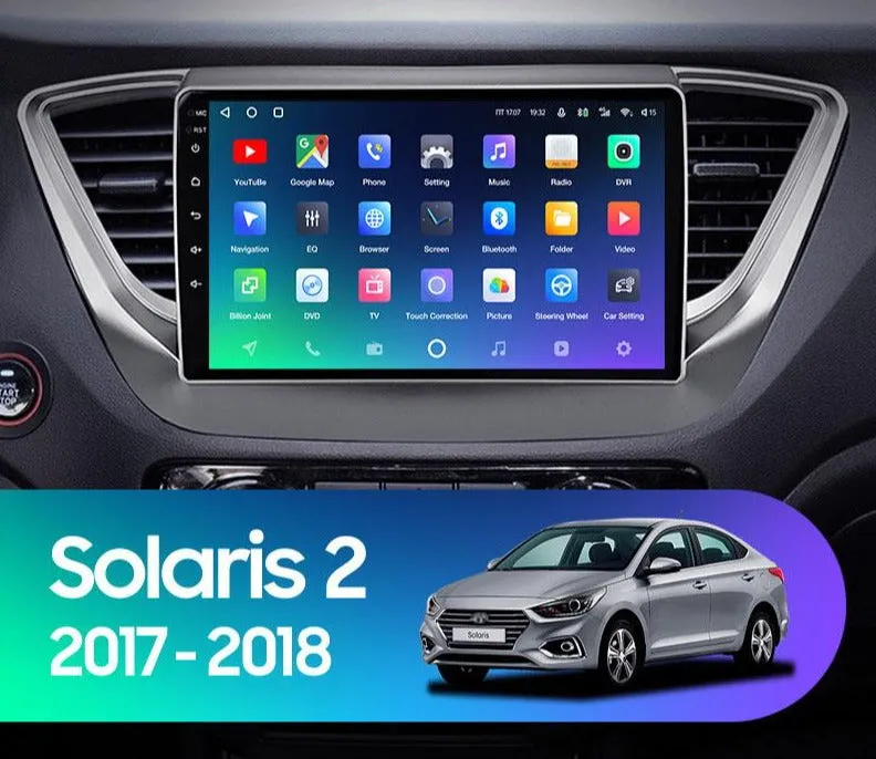 Car Dealz Premium Advanced 4G Data Model 10.2" Android 12.0 For Hyundai Solaris 2 2017 - 2018 In Dash Plus OEM Fascia