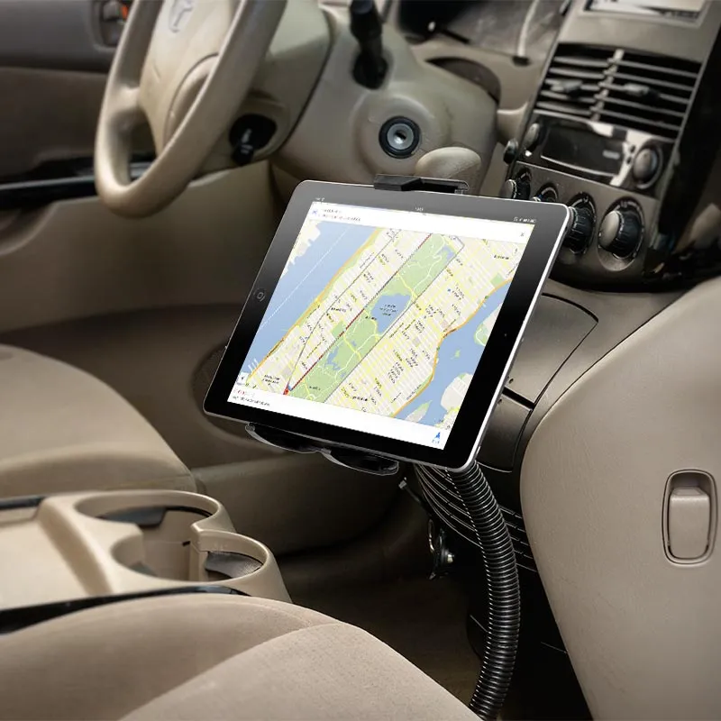 Car or Truck Seat Rail or Floor Tablet Mount with 22" Gooseneck for iPad, Note, and more