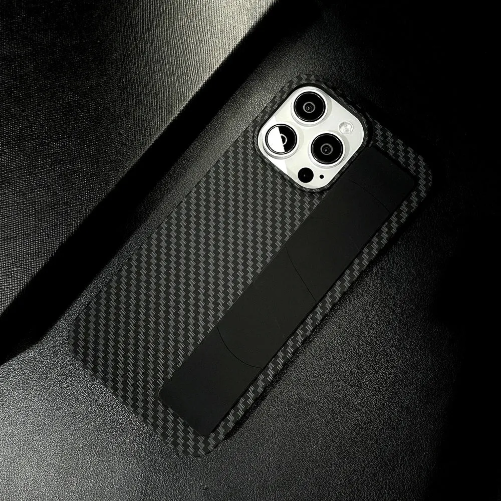 Carbon Fiber Rugged Hard Phone Case with Strap Holder - Samsung S24 Plus