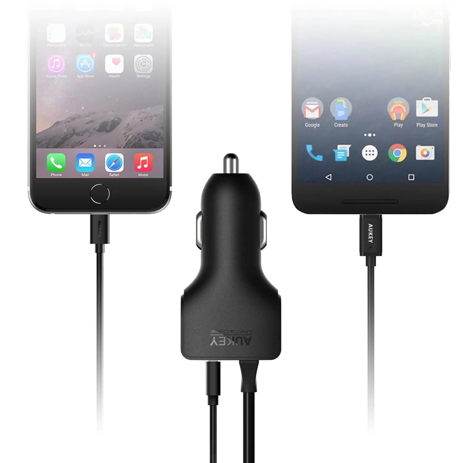 CC-Y4 27W 5.4A AiPOWER USB-C Car Charger With TYPE-C Cable