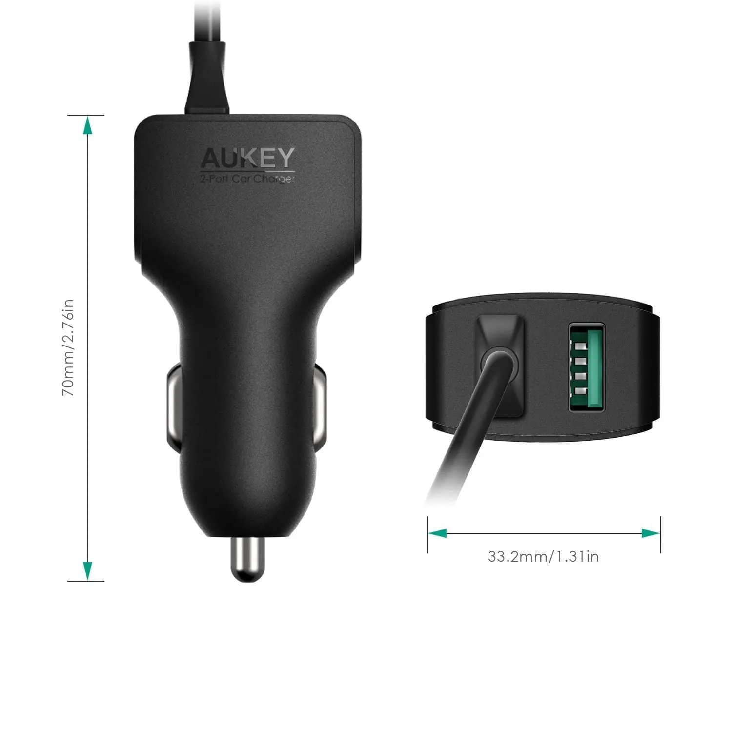 CC-Y4 27W 5.4A AiPOWER USB-C Car Charger With TYPE-C Cable