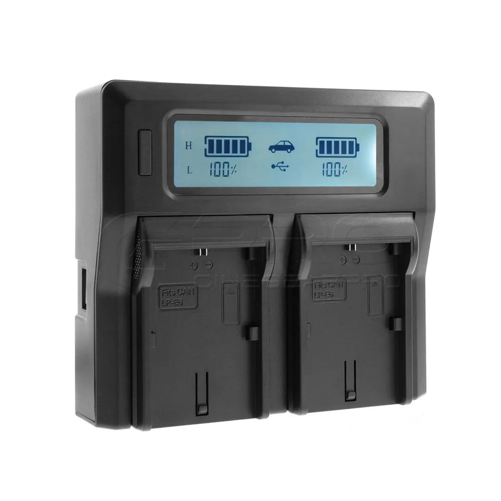 CGPro LP-E6 Dual Digital Battery Charger w/ LCD Display For LP-E6