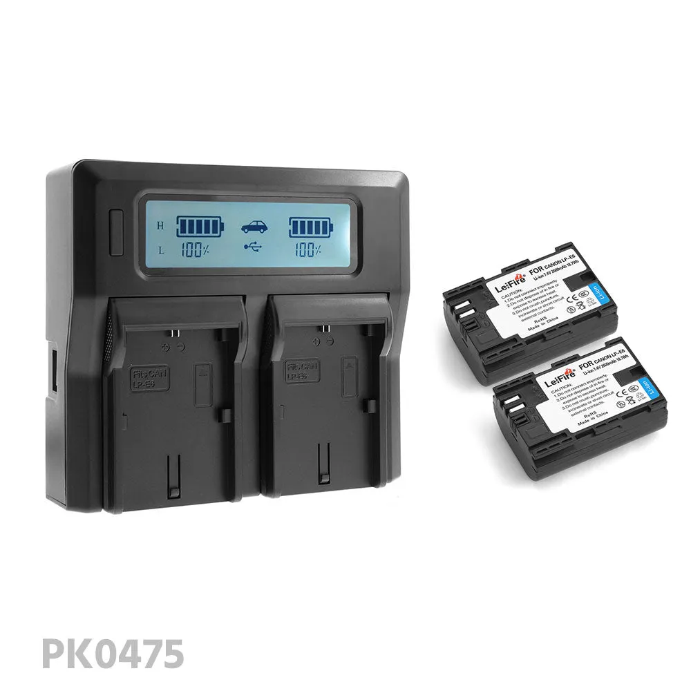 CGPro LP-E6 Dual Digital Battery Charger w/ LCD Display For LP-E6