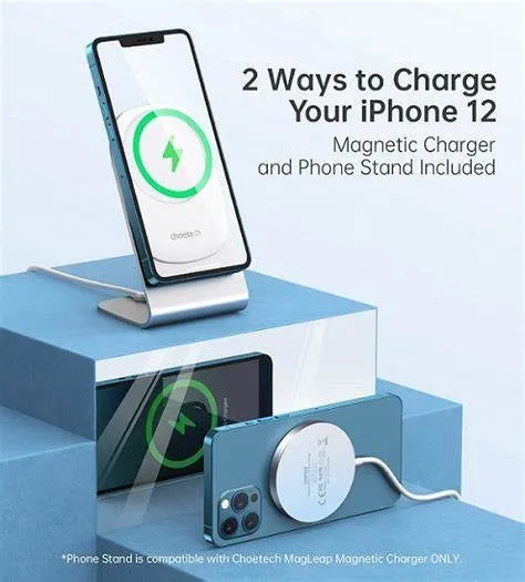 Choetech Magasafe Fast Wireless Charger Stand Holder For Iphone 12 White