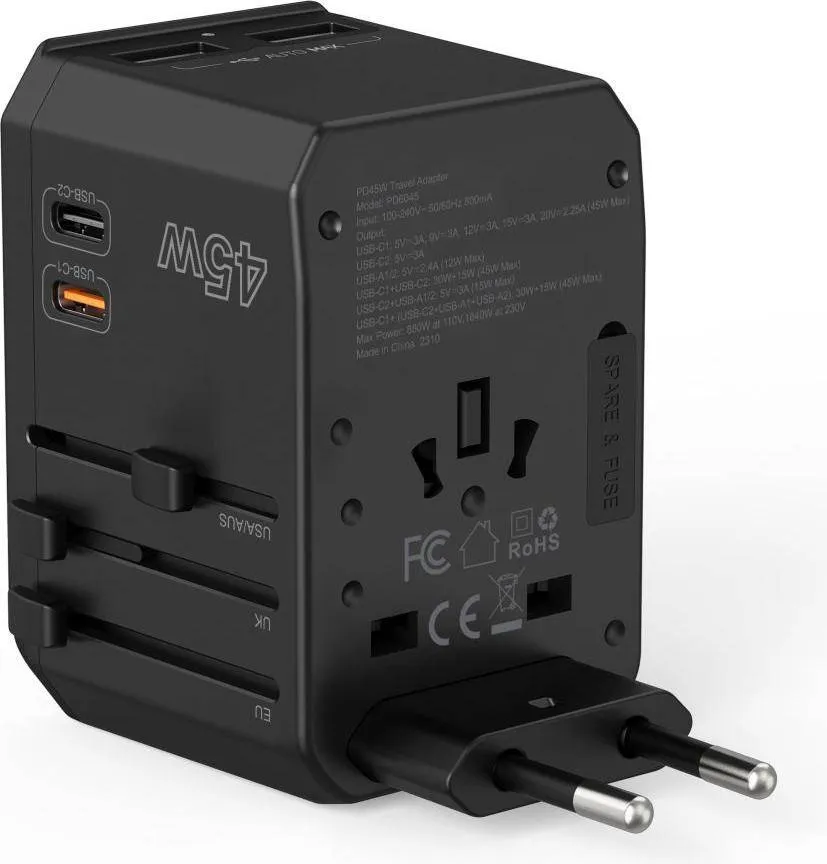 Choetech Travel Charger With Us Eu Uk Au Plugs-45 W Gan Technology