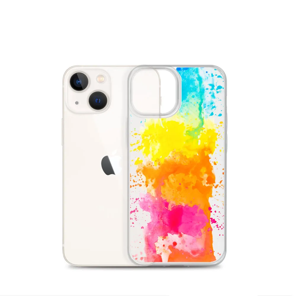 Colorful Paint Splatter iPhone 15 14 13 12 Pro Max Clear Case Abstract Art Print Cute Aesthetic iPhone 11 Mini SE XS XR X 7 8 Cell Phone