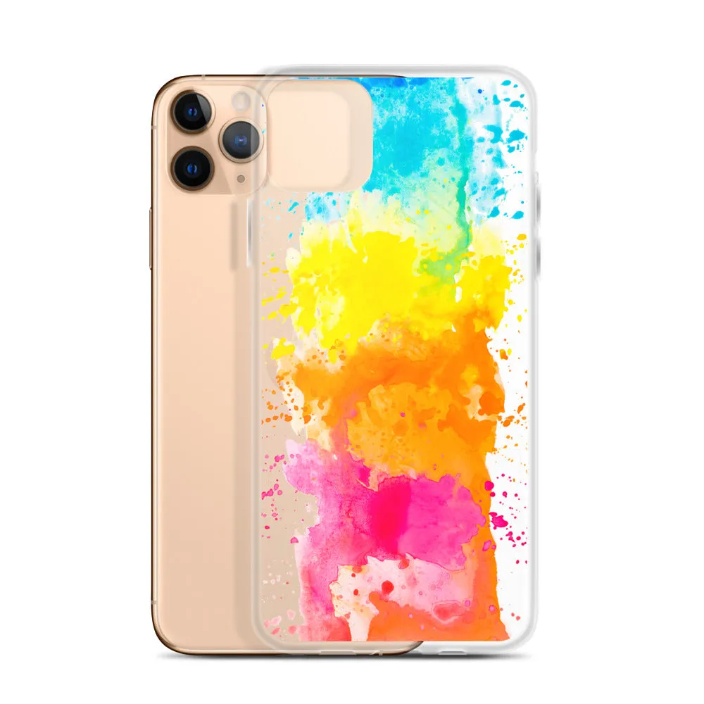 Colorful Paint Splatter iPhone 15 14 13 12 Pro Max Clear Case Abstract Art Print Cute Aesthetic iPhone 11 Mini SE XS XR X 7 8 Cell Phone