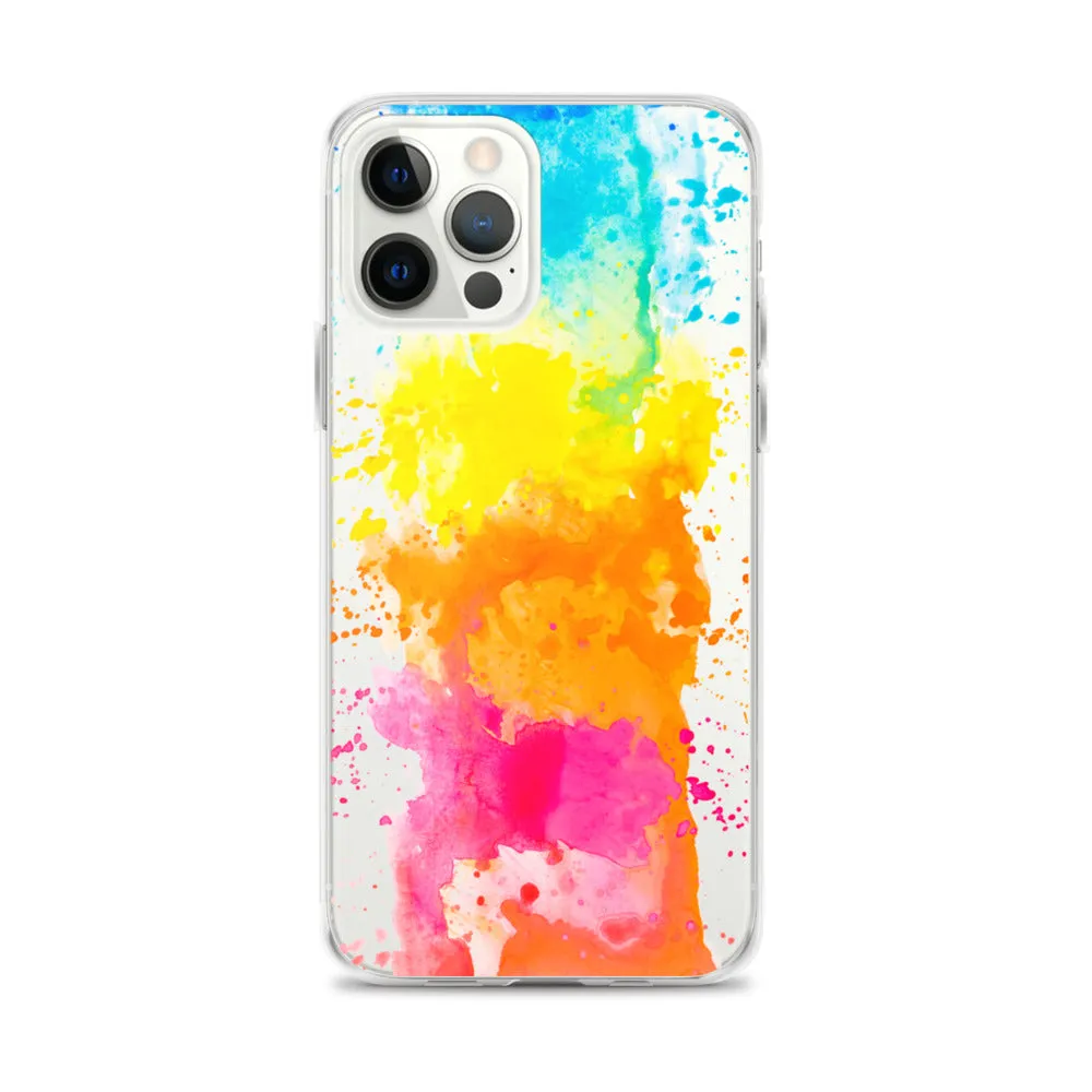 Colorful Paint Splatter iPhone 15 14 13 12 Pro Max Clear Case Abstract Art Print Cute Aesthetic iPhone 11 Mini SE XS XR X 7 8 Cell Phone