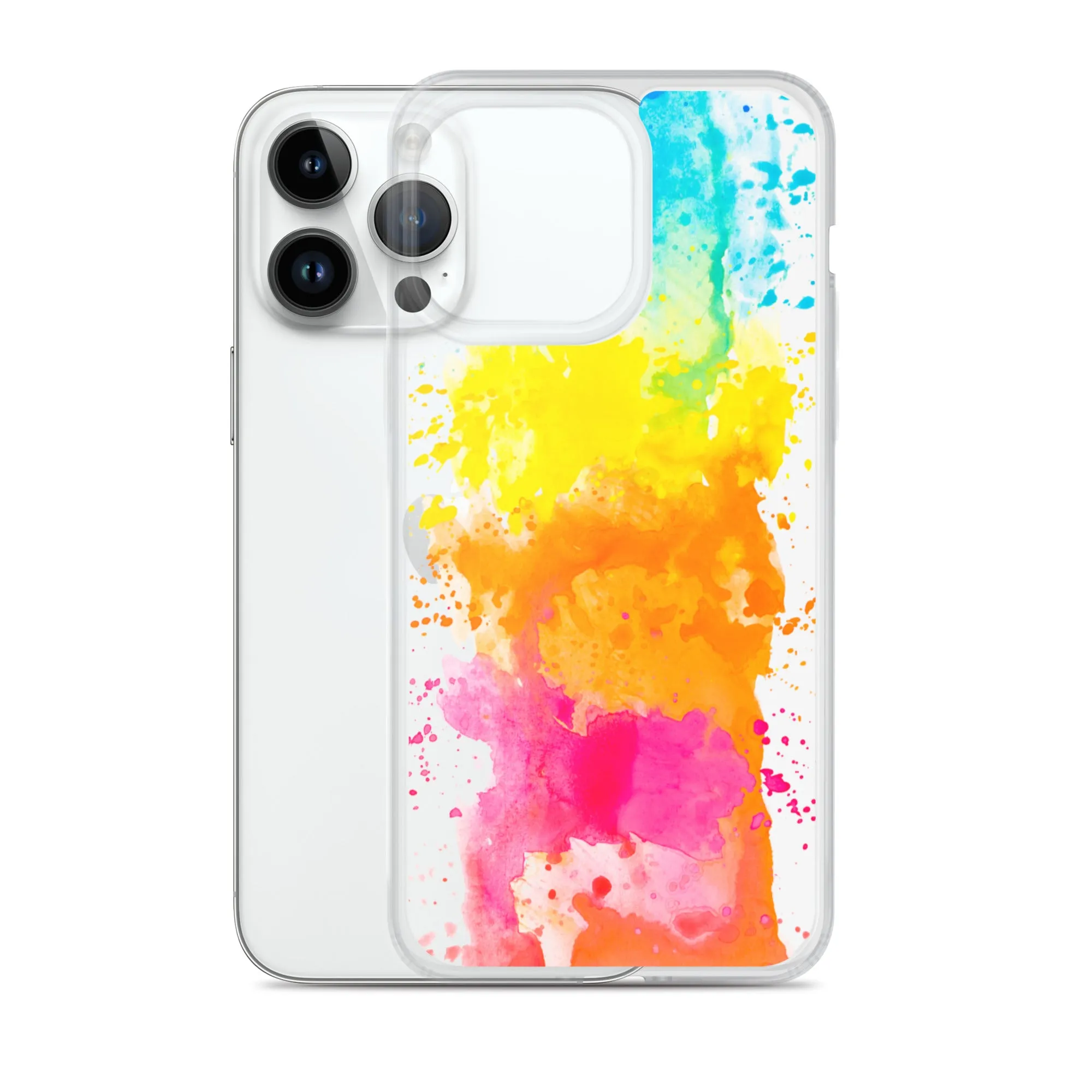 Colorful Paint Splatter iPhone 15 14 13 12 Pro Max Clear Case Abstract Art Print Cute Aesthetic iPhone 11 Mini SE XS XR X 7 8 Cell Phone