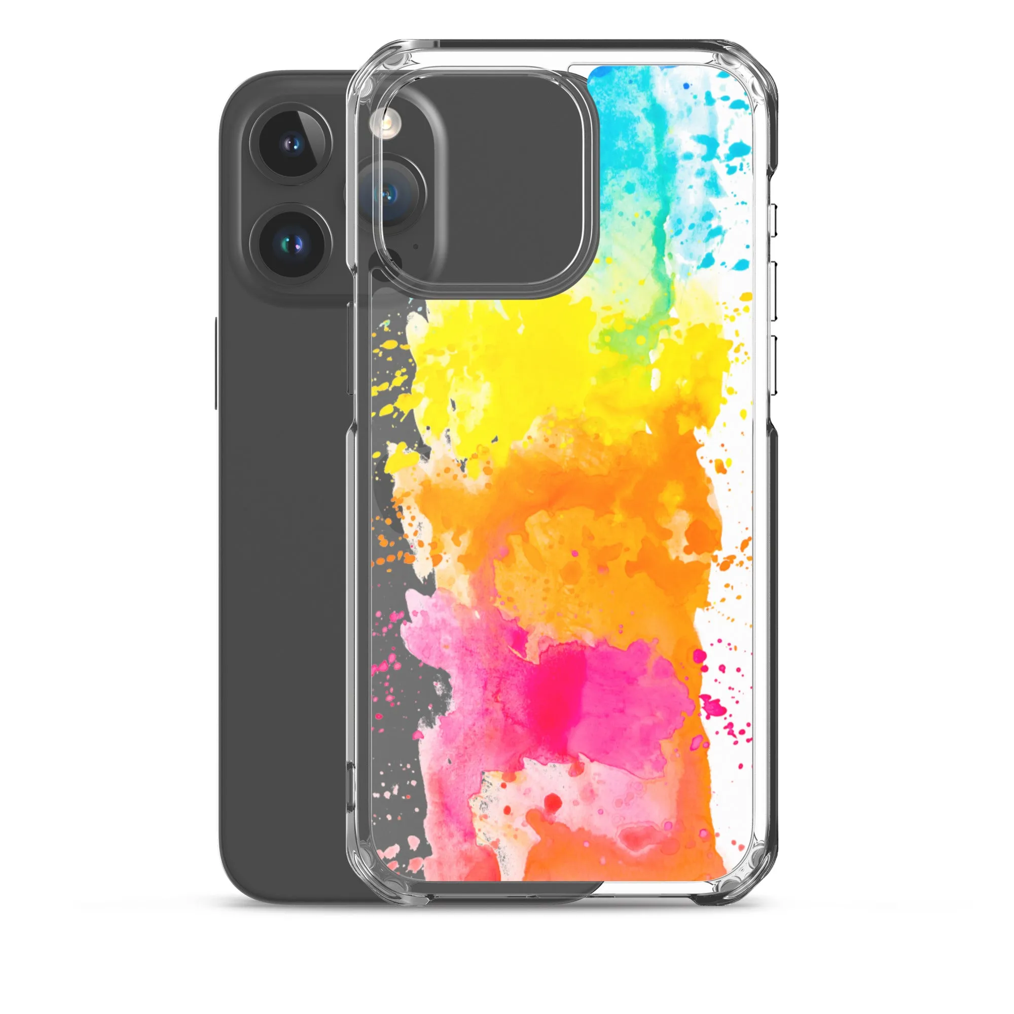 Colorful Paint Splatter iPhone 15 14 13 12 Pro Max Clear Case Abstract Art Print Cute Aesthetic iPhone 11 Mini SE XS XR X 7 8 Cell Phone