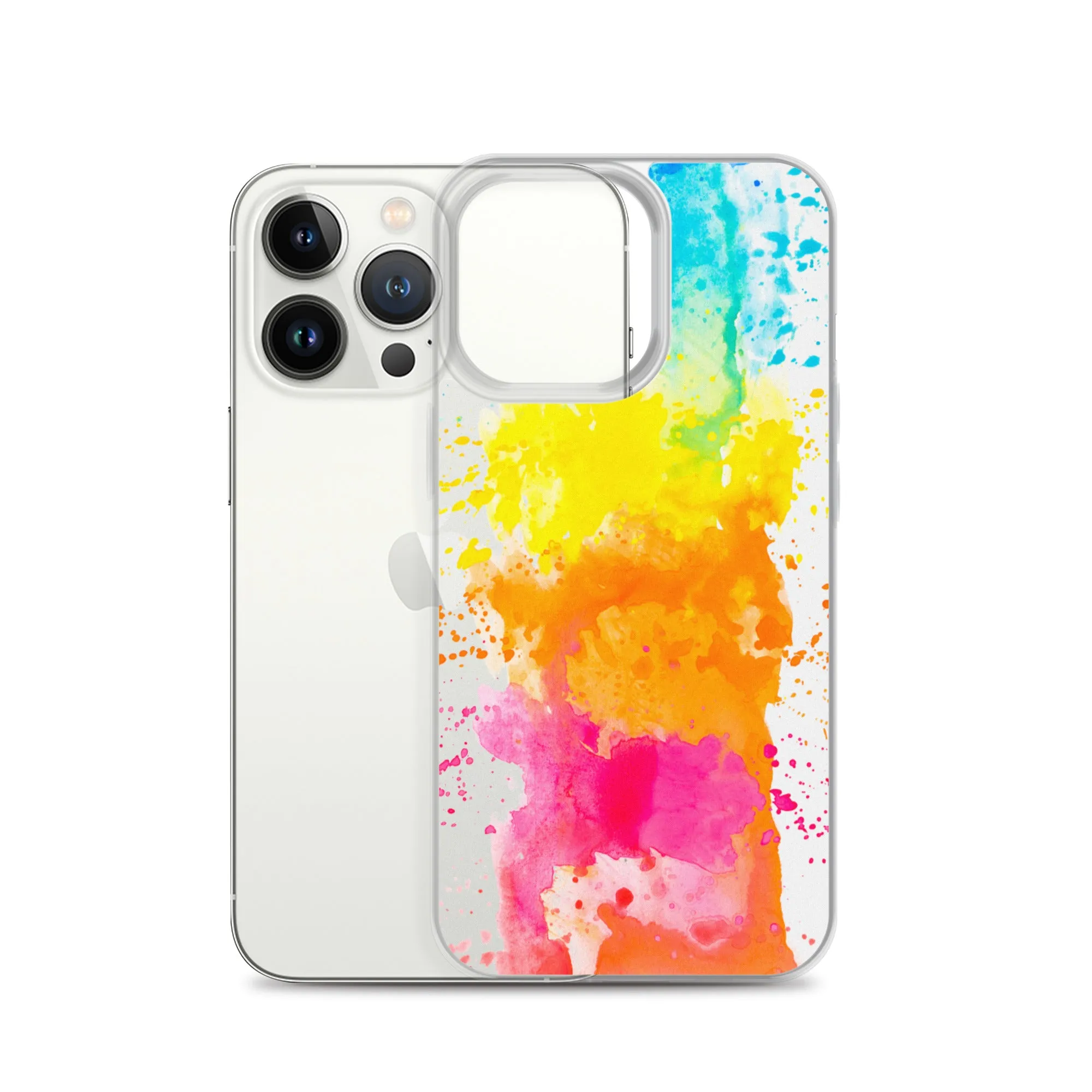 Colorful Paint Splatter iPhone 15 14 13 12 Pro Max Clear Case Abstract Art Print Cute Aesthetic iPhone 11 Mini SE XS XR X 7 8 Cell Phone