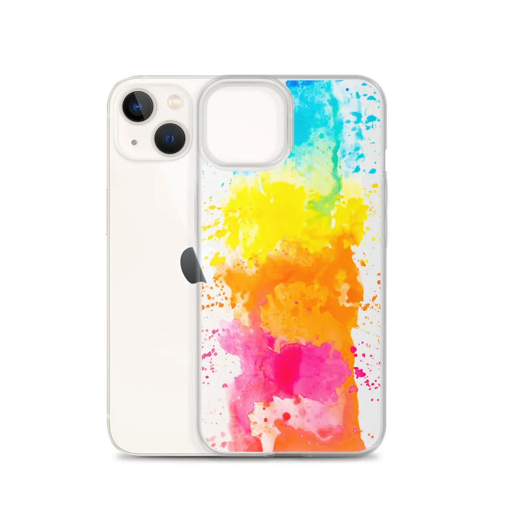 Colorful Paint Splatter iPhone 15 14 13 12 Pro Max Clear Case Abstract Art Print Cute Aesthetic iPhone 11 Mini SE XS XR X 7 8 Cell Phone