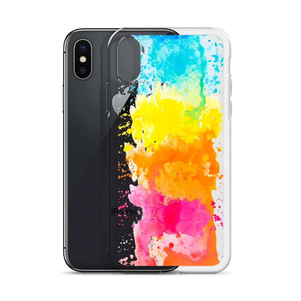 Colorful Paint Splatter iPhone 15 14 13 12 Pro Max Clear Case Abstract Art Print Cute Aesthetic iPhone 11 Mini SE XS XR X 7 8 Cell Phone