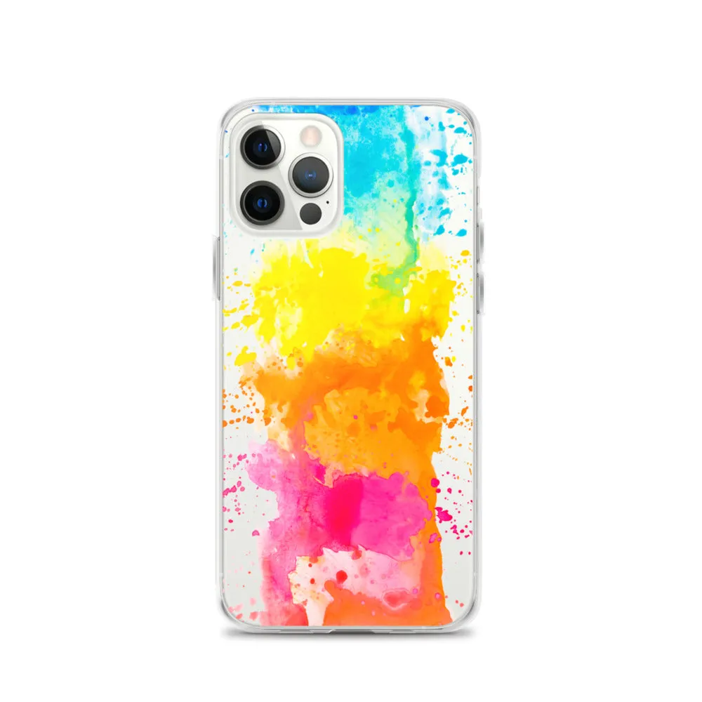 Colorful Paint Splatter iPhone 15 14 13 12 Pro Max Clear Case Abstract Art Print Cute Aesthetic iPhone 11 Mini SE XS XR X 7 8 Cell Phone