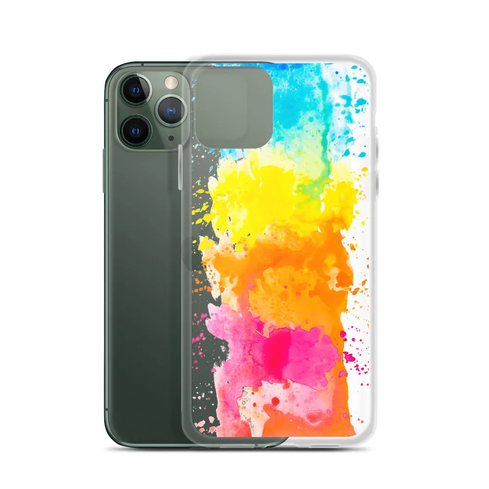 Colorful Paint Splatter iPhone 15 14 13 12 Pro Max Clear Case Abstract Art Print Cute Aesthetic iPhone 11 Mini SE XS XR X 7 8 Cell Phone