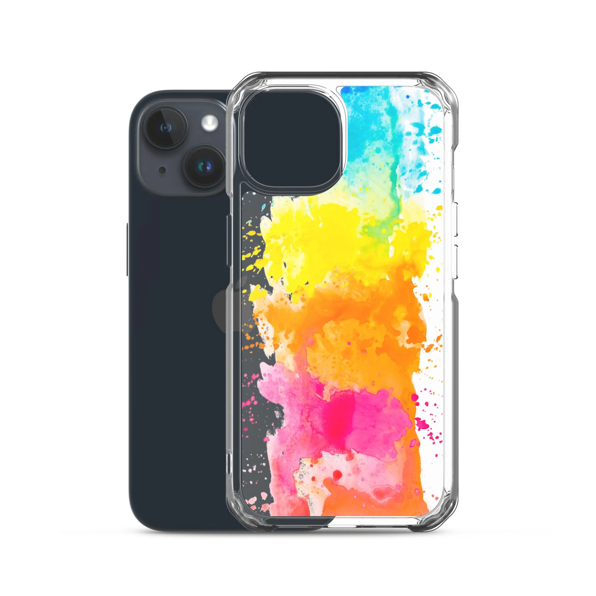 Colorful Paint Splatter iPhone 15 14 13 12 Pro Max Clear Case Abstract Art Print Cute Aesthetic iPhone 11 Mini SE XS XR X 7 8 Cell Phone