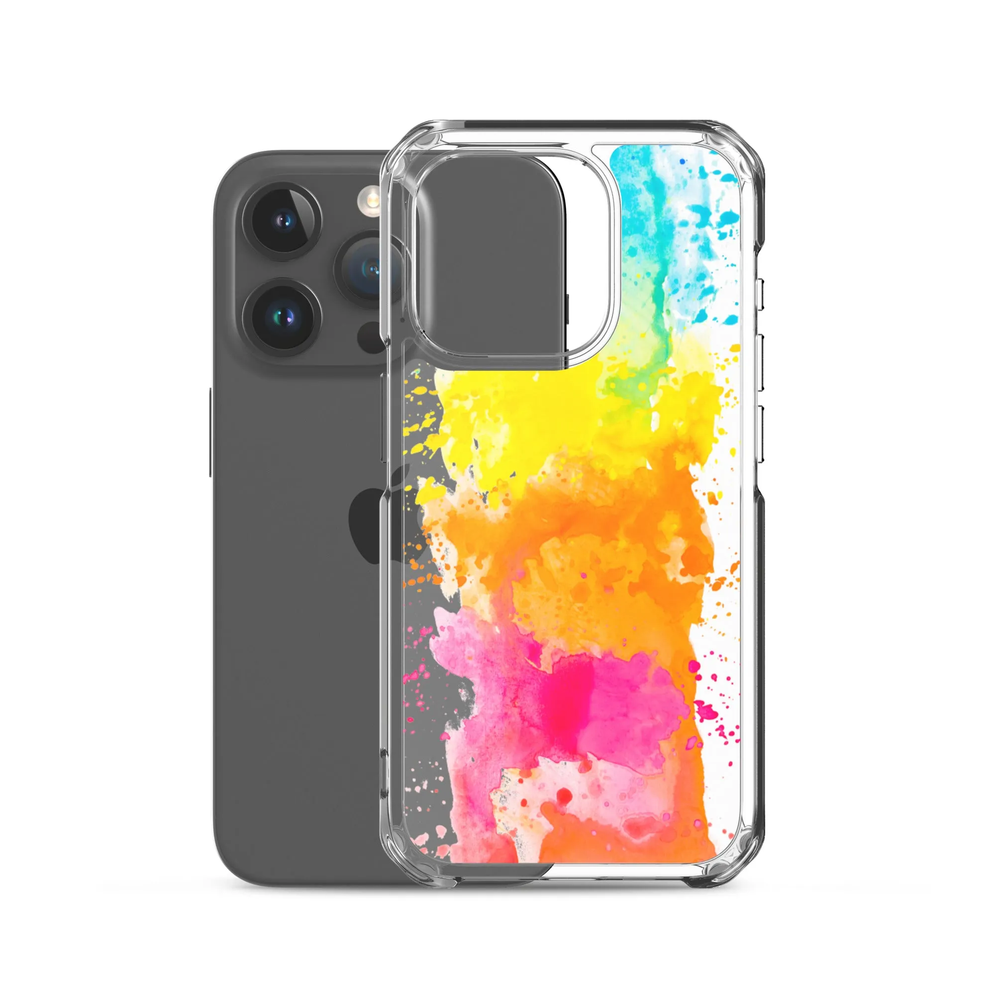 Colorful Paint Splatter iPhone 15 14 13 12 Pro Max Clear Case Abstract Art Print Cute Aesthetic iPhone 11 Mini SE XS XR X 7 8 Cell Phone