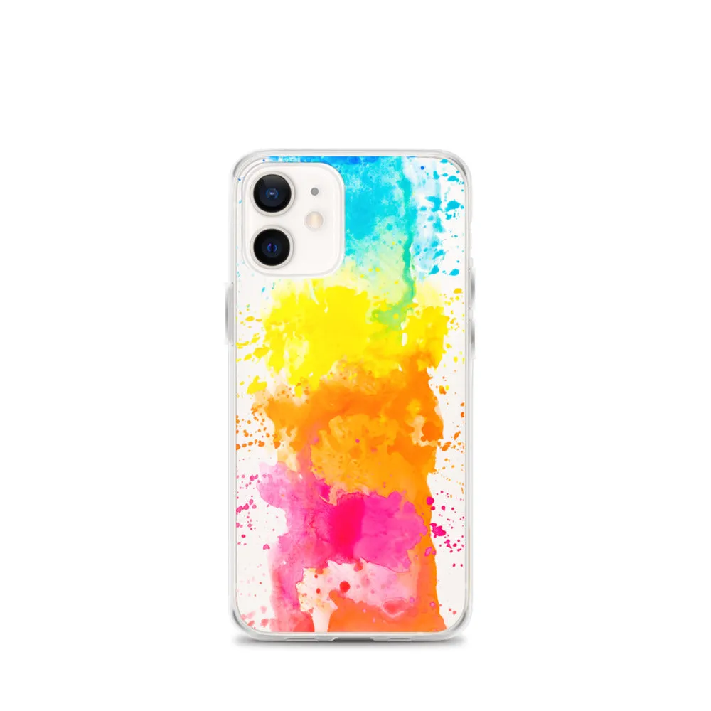 Colorful Paint Splatter iPhone 15 14 13 12 Pro Max Clear Case Abstract Art Print Cute Aesthetic iPhone 11 Mini SE XS XR X 7 8 Cell Phone