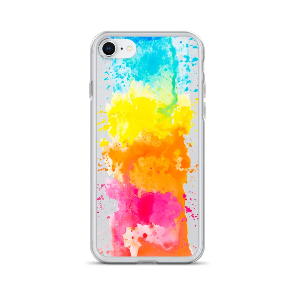 Colorful Paint Splatter iPhone 15 14 13 12 Pro Max Clear Case Abstract Art Print Cute Aesthetic iPhone 11 Mini SE XS XR X 7 8 Cell Phone