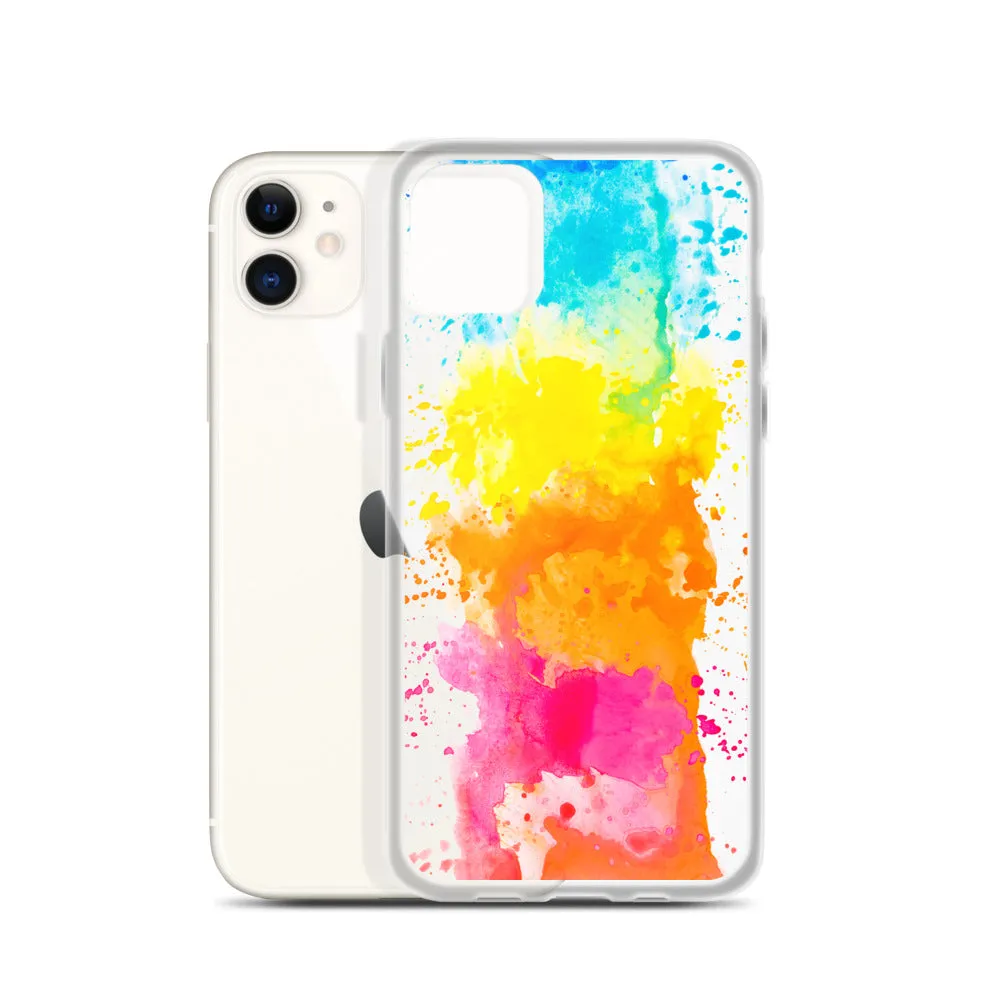 Colorful Paint Splatter iPhone 15 14 13 12 Pro Max Clear Case Abstract Art Print Cute Aesthetic iPhone 11 Mini SE XS XR X 7 8 Cell Phone