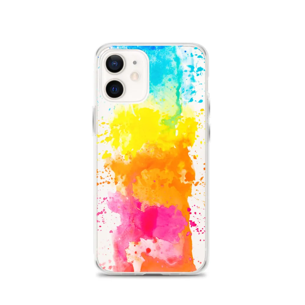 Colorful Paint Splatter iPhone 15 14 13 12 Pro Max Clear Case Abstract Art Print Cute Aesthetic iPhone 11 Mini SE XS XR X 7 8 Cell Phone