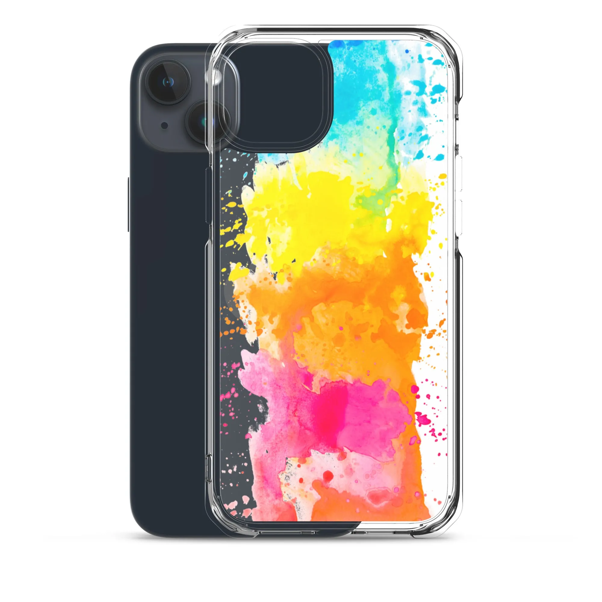 Colorful Paint Splatter iPhone 15 14 13 12 Pro Max Clear Case Abstract Art Print Cute Aesthetic iPhone 11 Mini SE XS XR X 7 8 Cell Phone